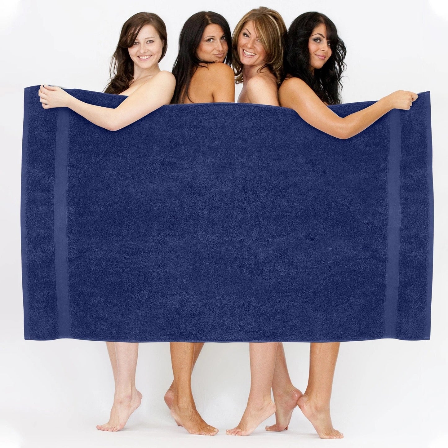 Navy Cotton Jumbo Bath Sheets Extra Soft 550 650 GSM 2 Pack