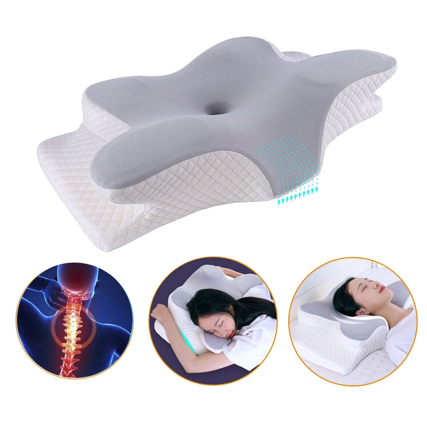 Ergonomic Neck Pillow Memory Foam Orthopedic Pain Relief