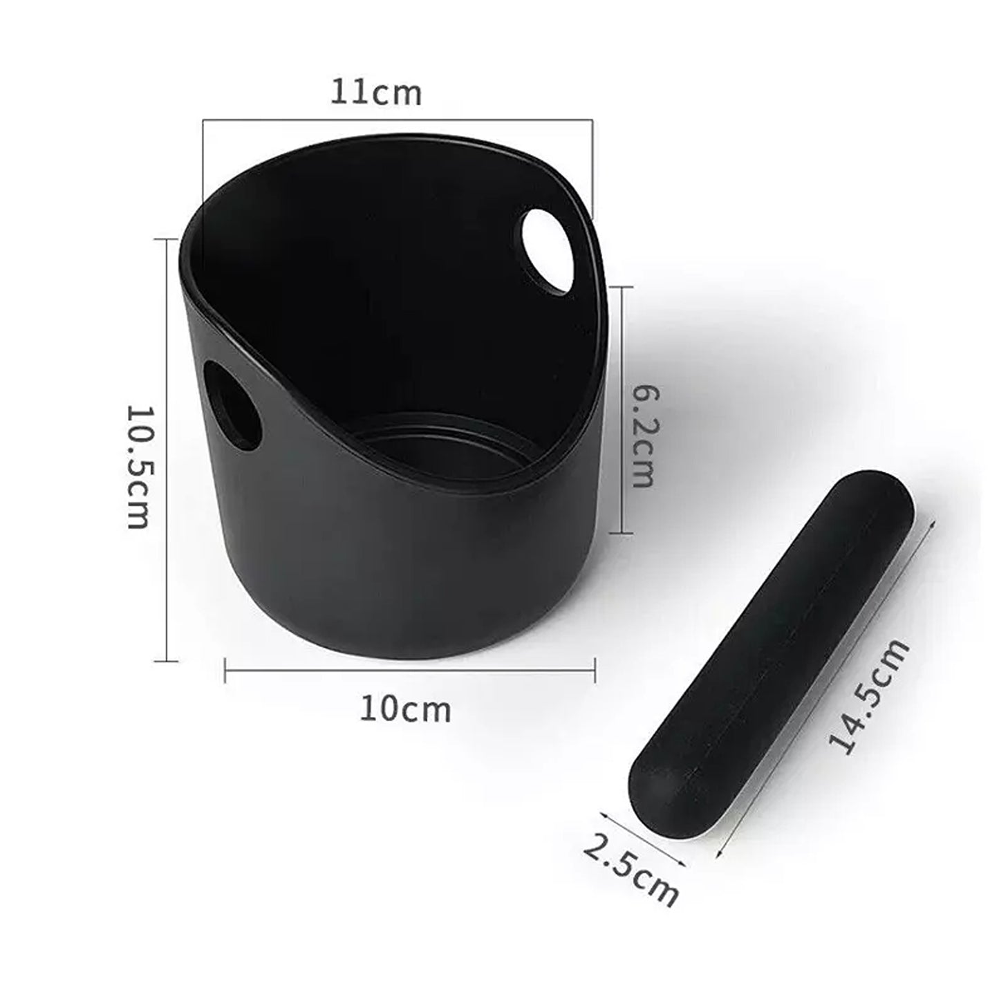 Coffee Grounds Knock Box Tamper Tube Bin Black Bucket