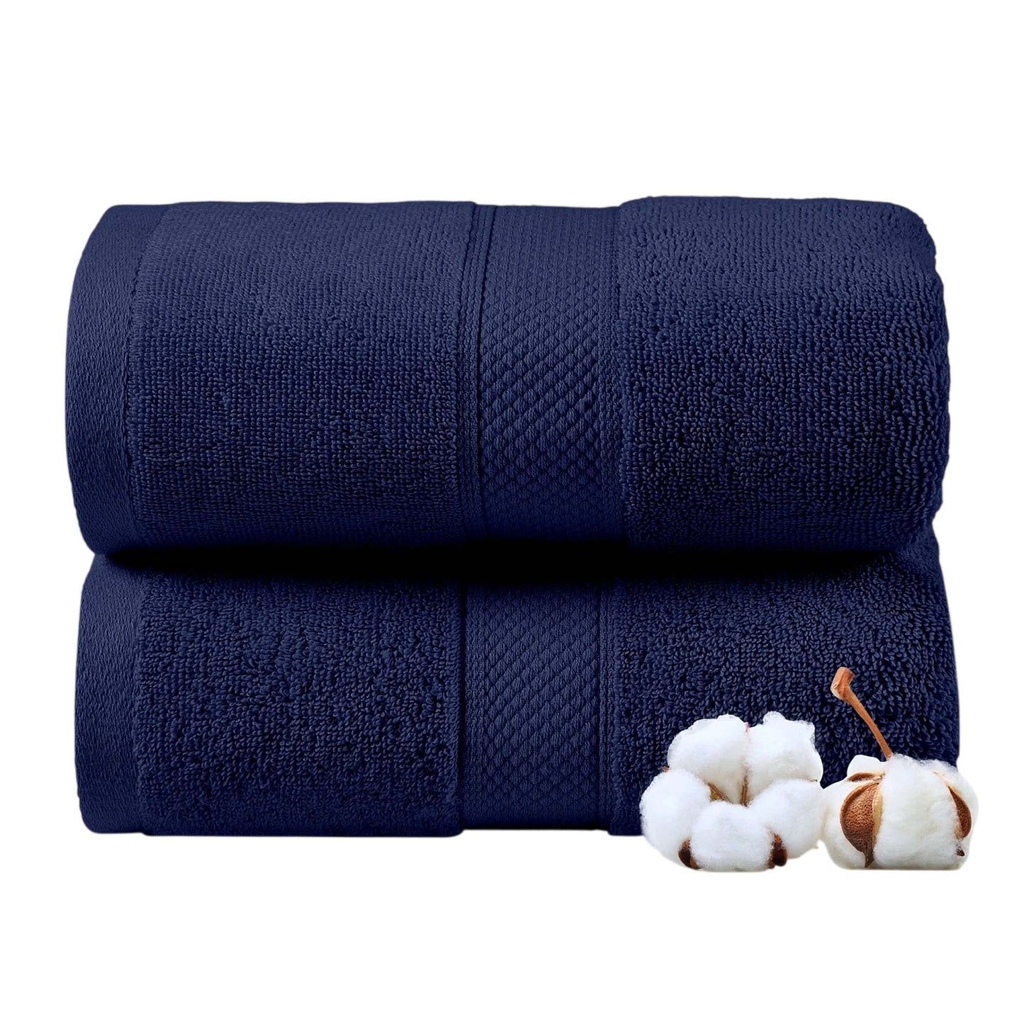 Navy Cotton Jumbo Bath Sheets Extra Soft 550 650 GSM 2 Pack