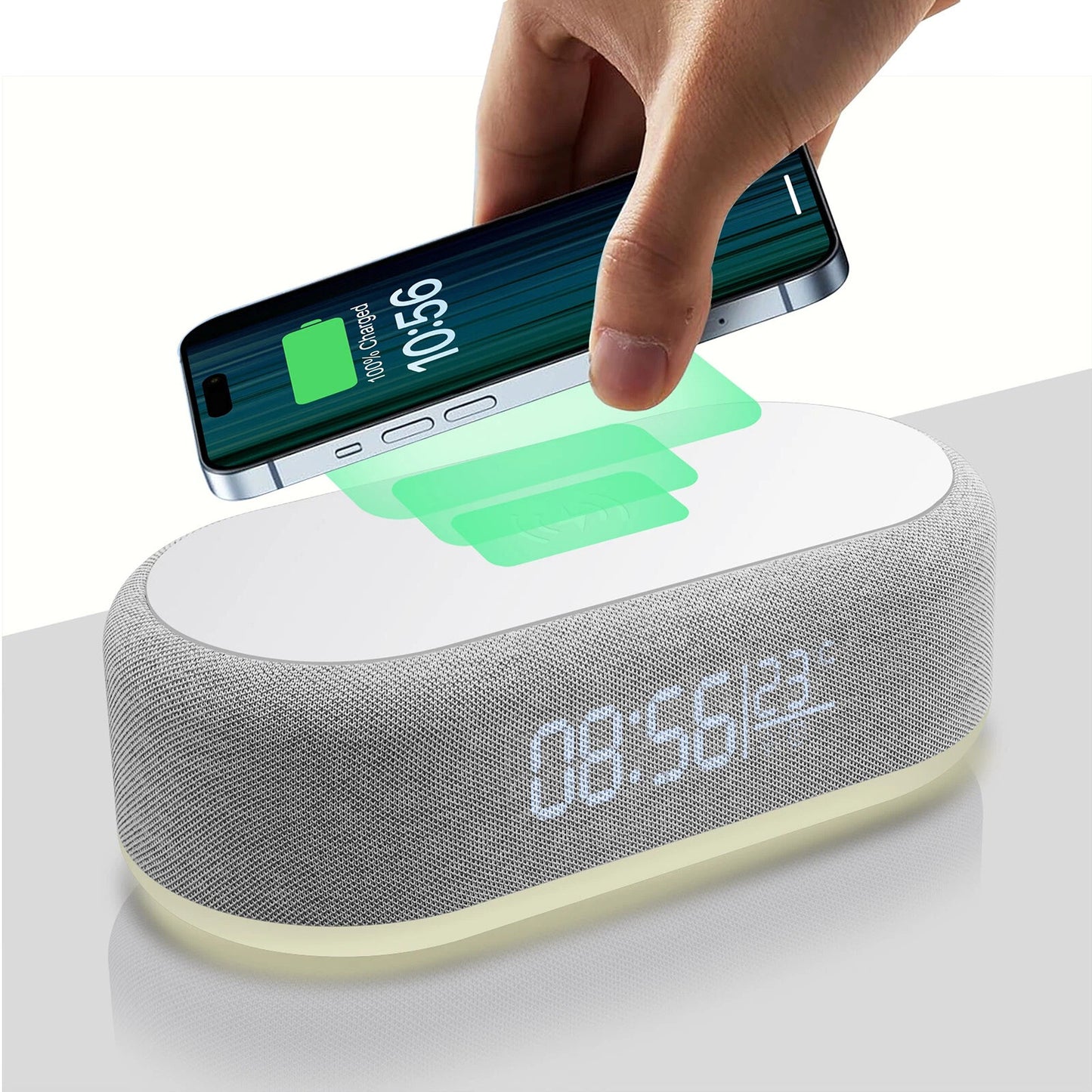 Wireless Charger Dock with Alarm Clock and Thermometer for iPhone 16 15 Samsung S25