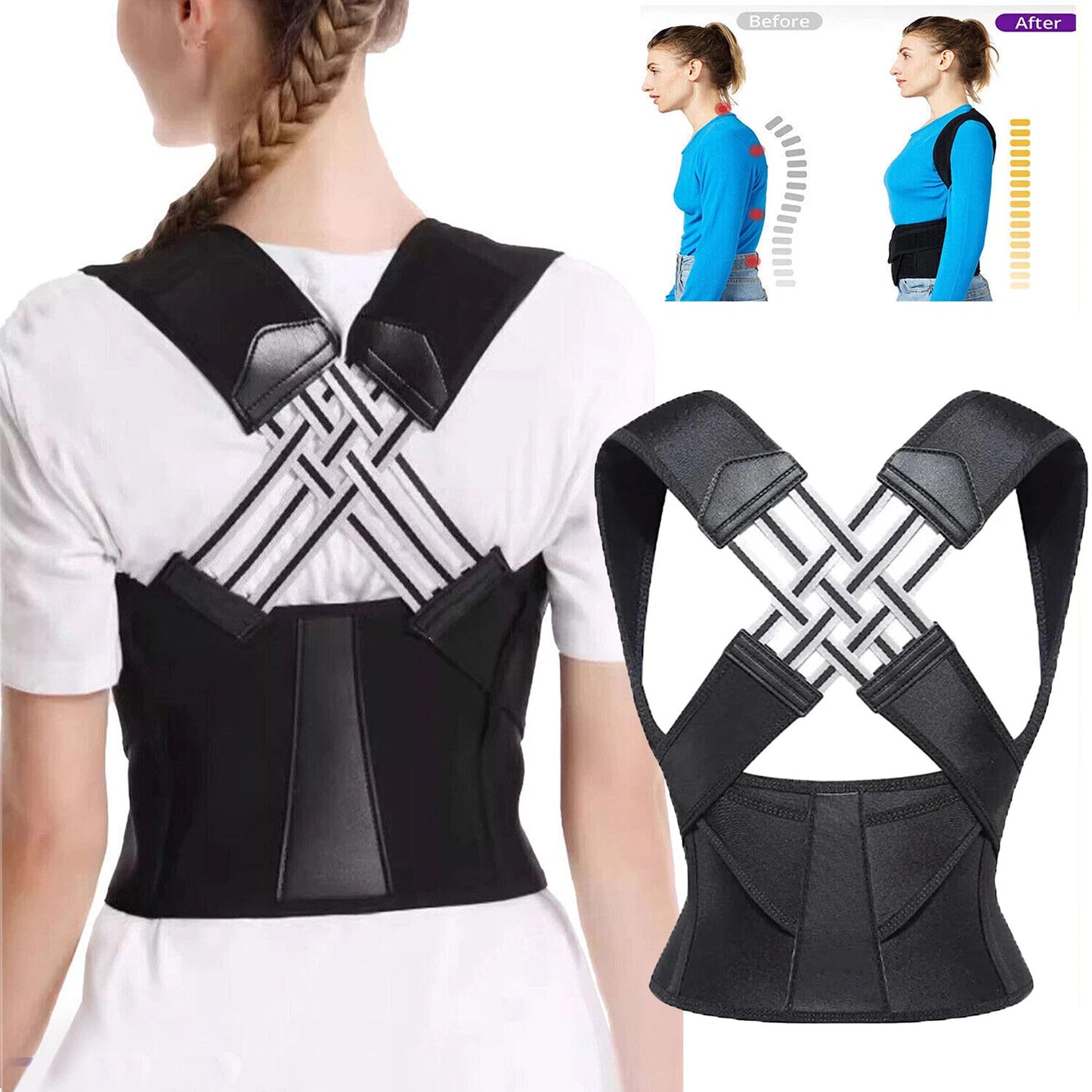 Adjustable Posture Corrector Back Support Brace for Men and Women