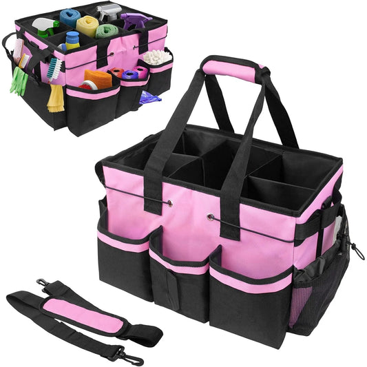 Pink Wearable Cleaning Caddy Bag With Support Board Organizer Storage
