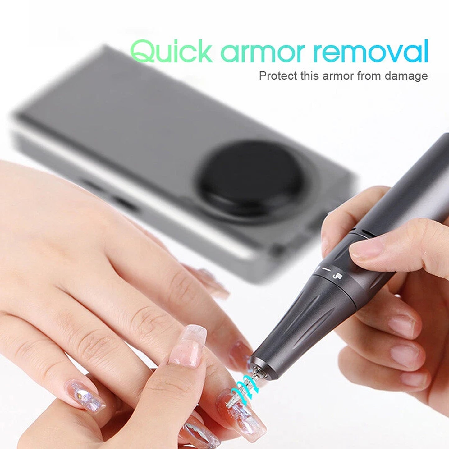 Silver Portable Nail Drill Machine for Manicure and Pedicure 35000RPM