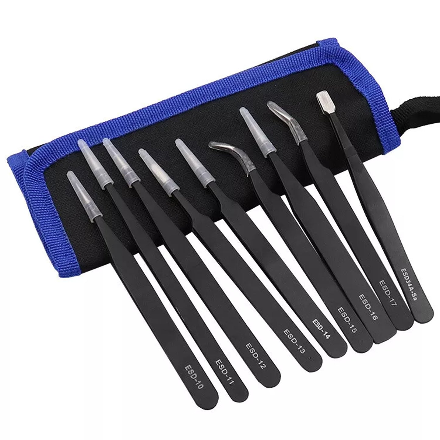 Stainless Steel Tweezers Set for Electronics and Crafts 9pcs