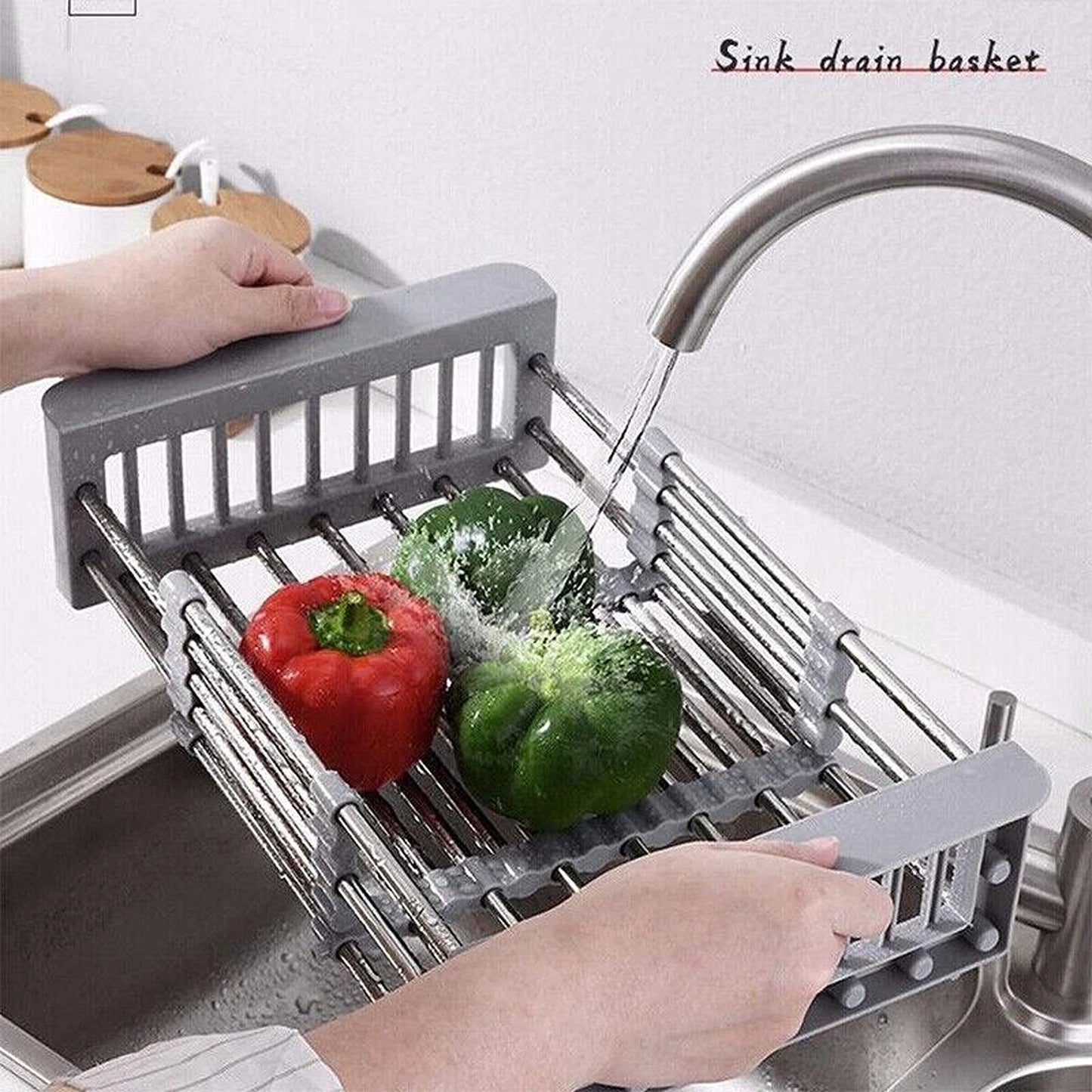 Stainless Steel Sink Dish Drying Rack Drain Basket Organizer