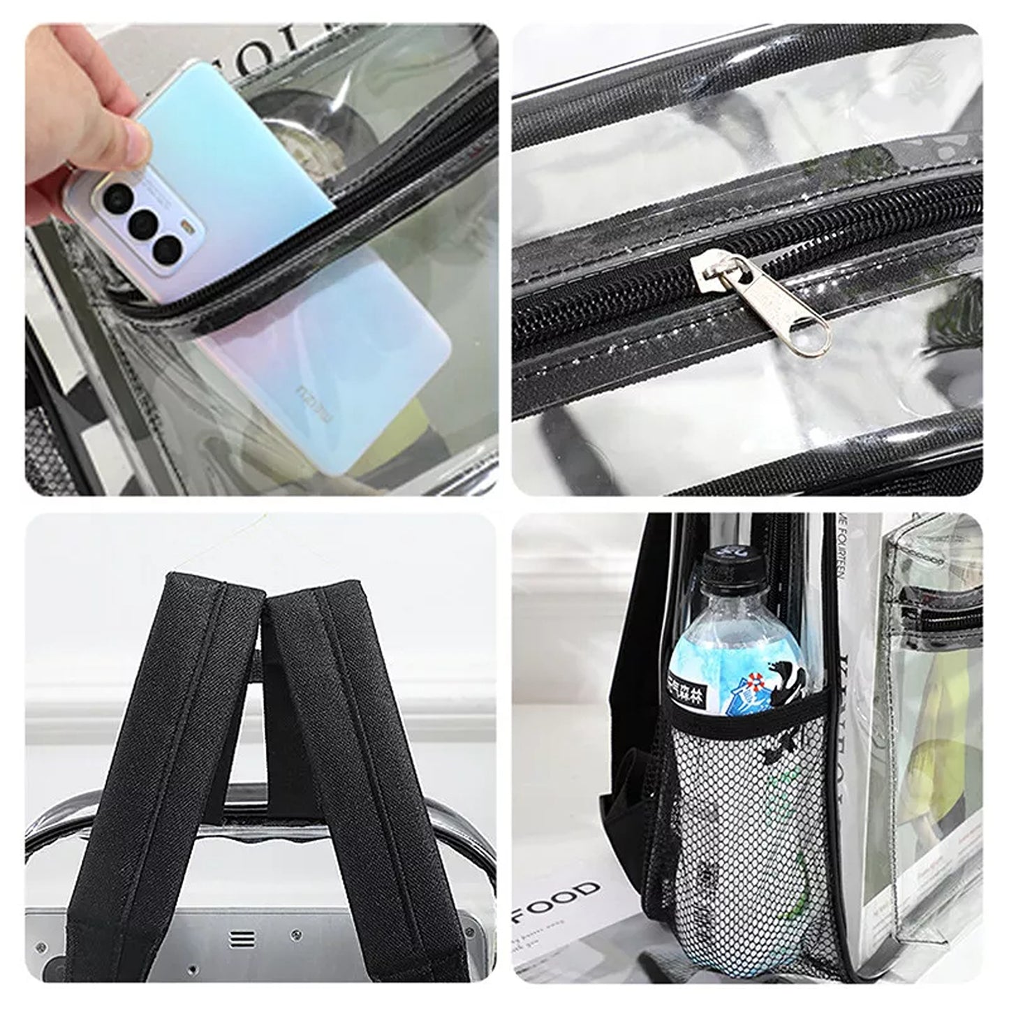 Transparent Clear Backpack PVC School and Travel Bag with Shoulder Straps
