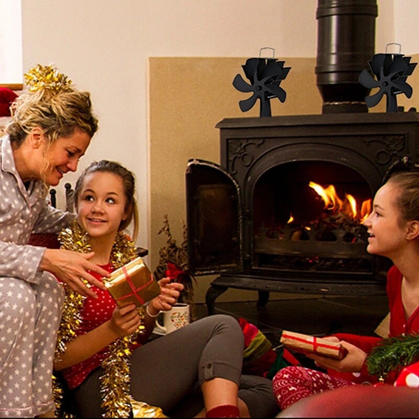 6 Blade Heat Powered Stove Fan for Wood Burner and Log Fire