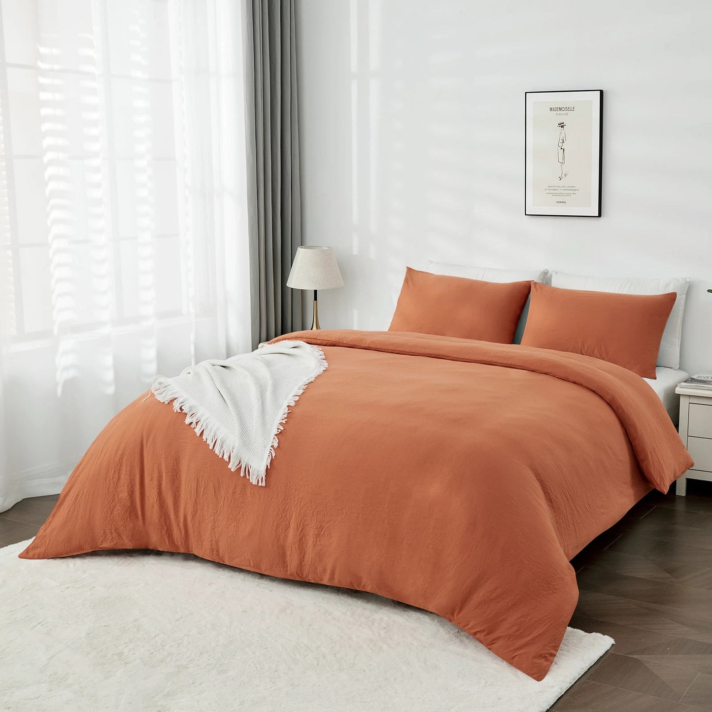 Rust 2000 Thread Count Quilt Cover Set Soft Luxury Bedding