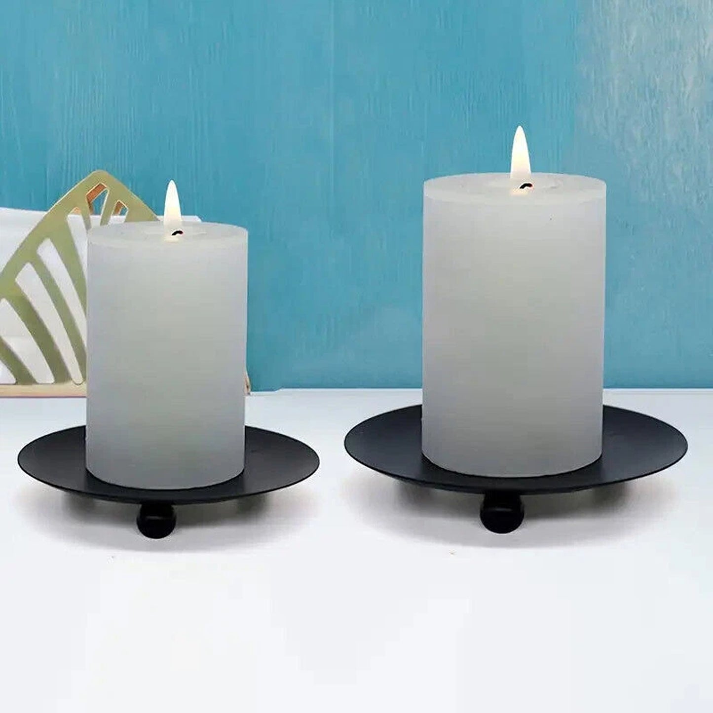 Decorative Candle Holder Base Trays Set of 4 Iron Plates