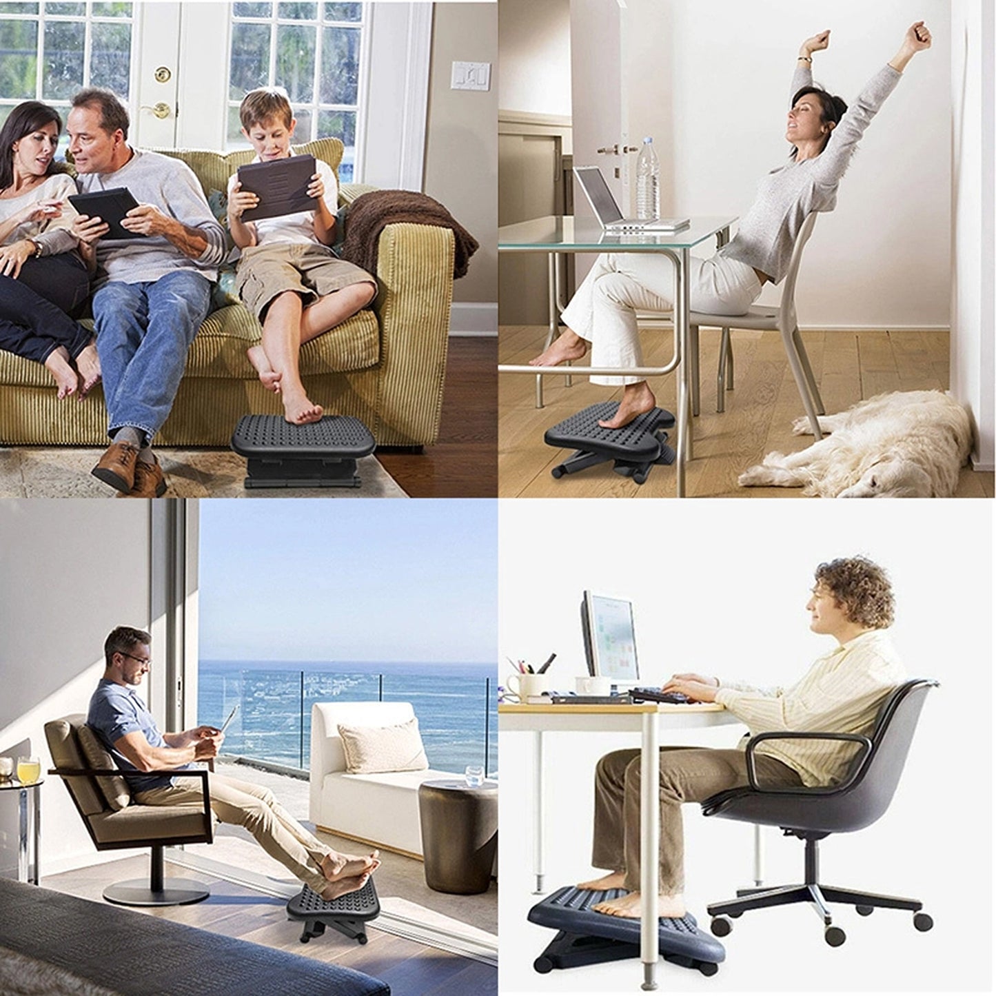 Adjustable Foot Rest Stool Office Computer Desk Footrest Comfort