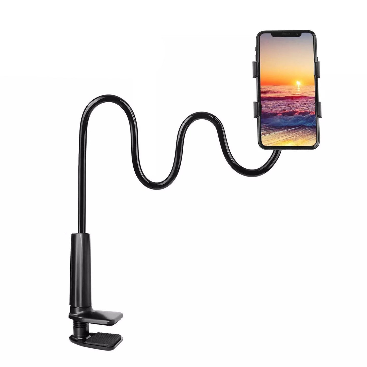 Flexible Mobile Phone Holder with Clip Mount for Bed and Desk