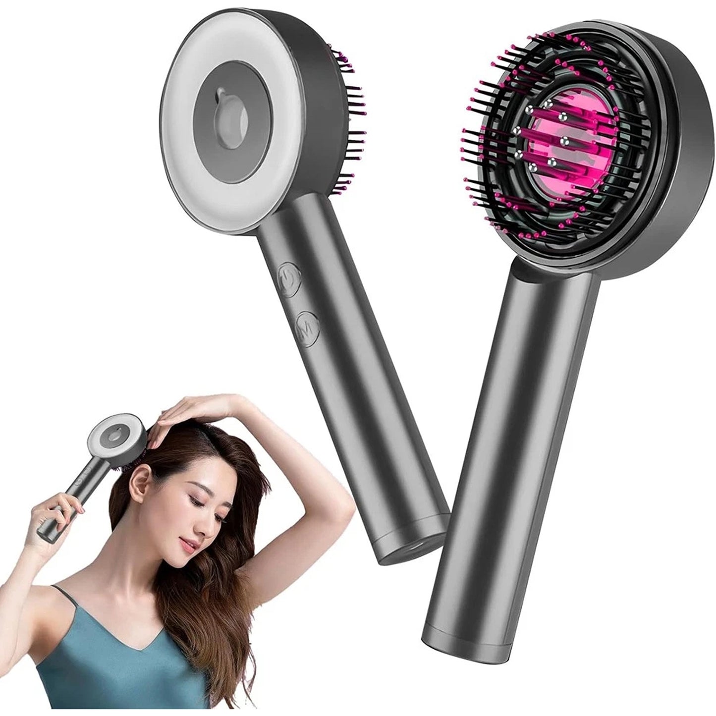 Electric Scalp Massage Comb with Red and Blue Light Therapy for Hair Care
