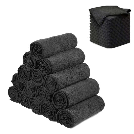 Microfiber Cleaning Cloths Towels Black 25x25cm 20 Pack