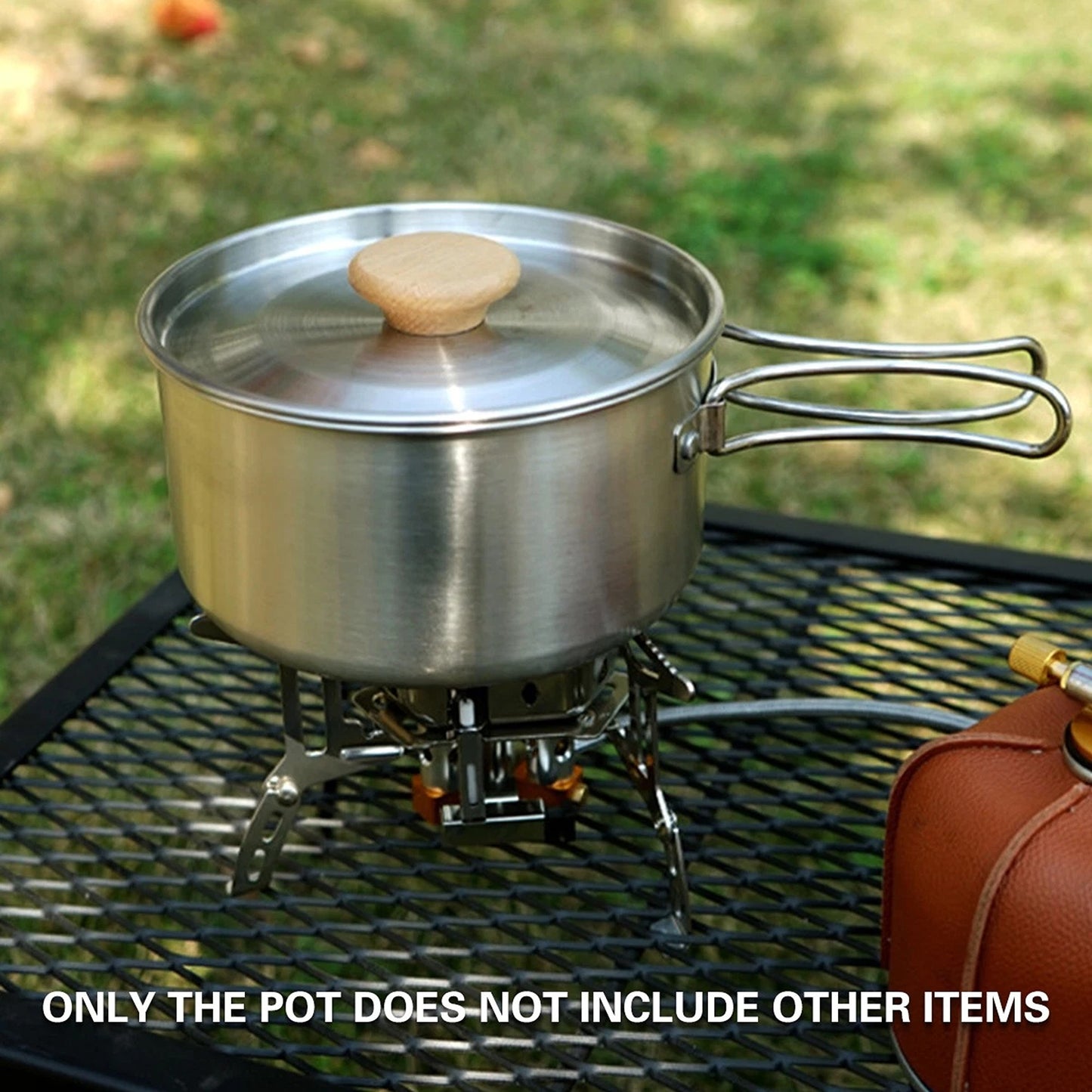 2pcs Stainless Steel Camping Pot and Pan Set with Folding Handles