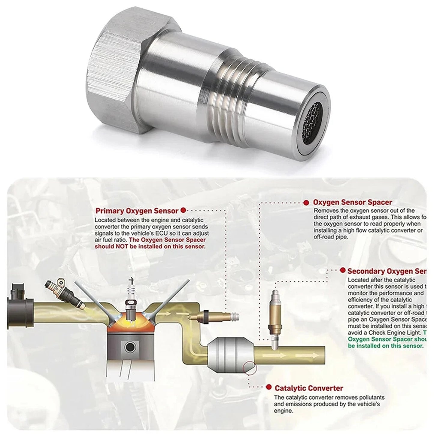 Catalytic Converter O2 Sensor Spacer Adapter Set of 2