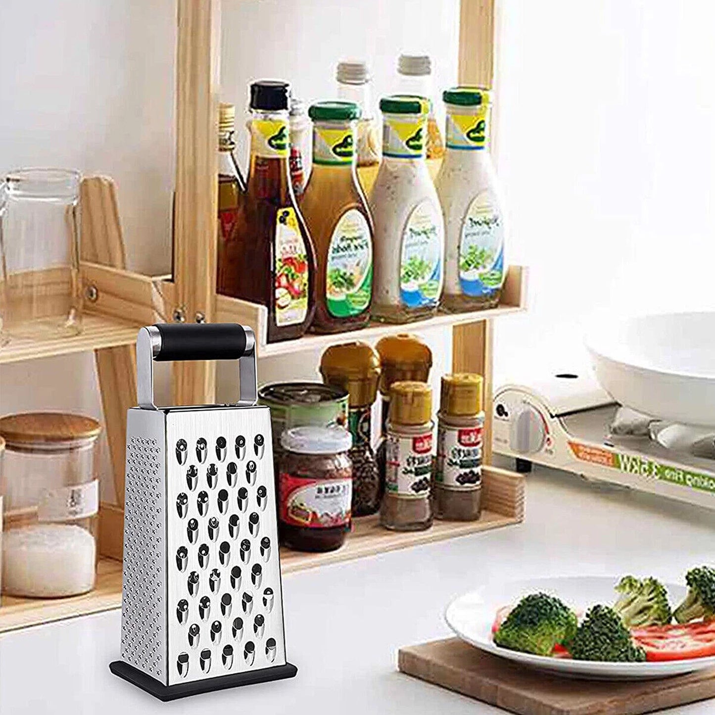 4 Sided Stainless Steel Food Grater for Cheese and Veggies