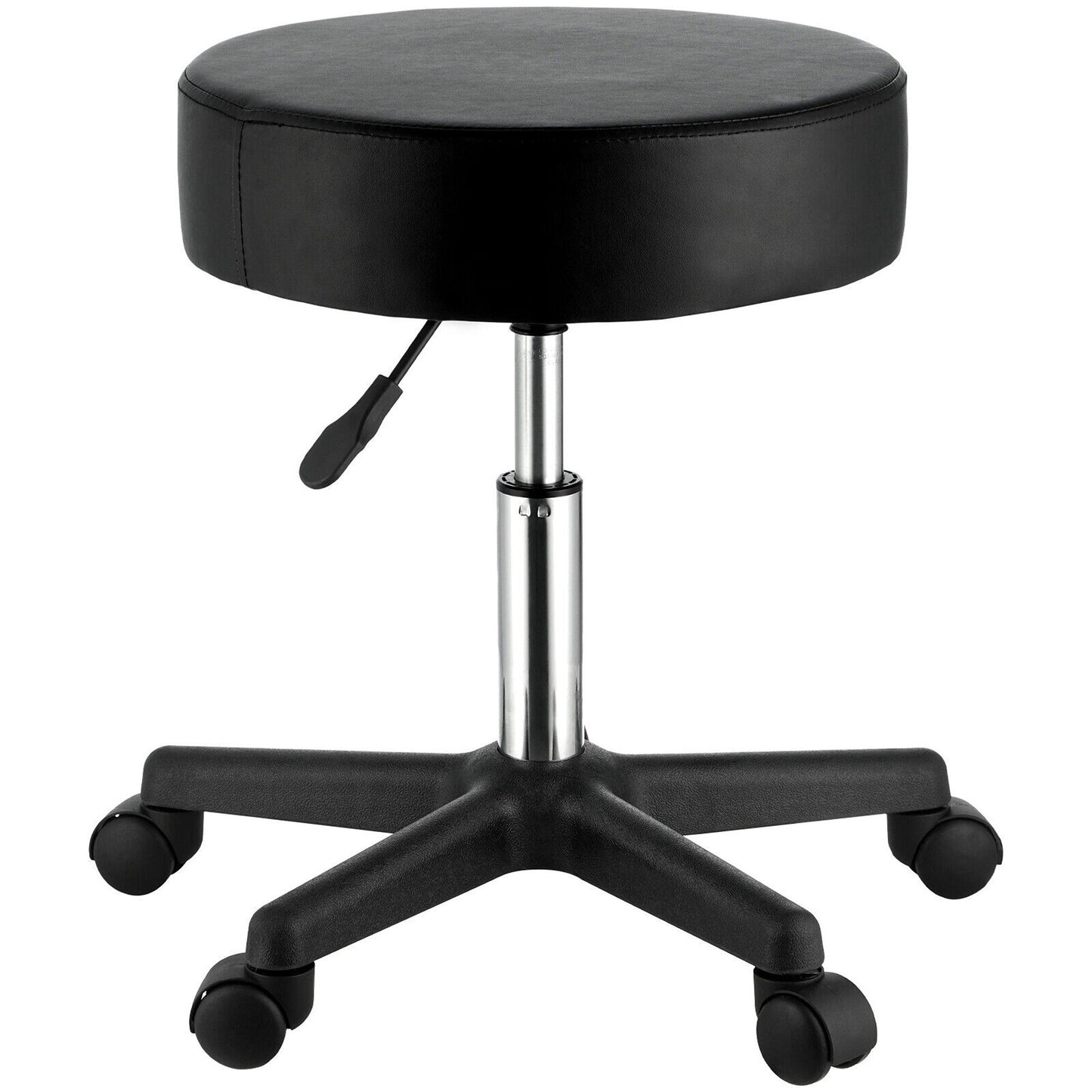 Height Adjustable Rolling Stool PU Leather Swivel Chair with Wheels