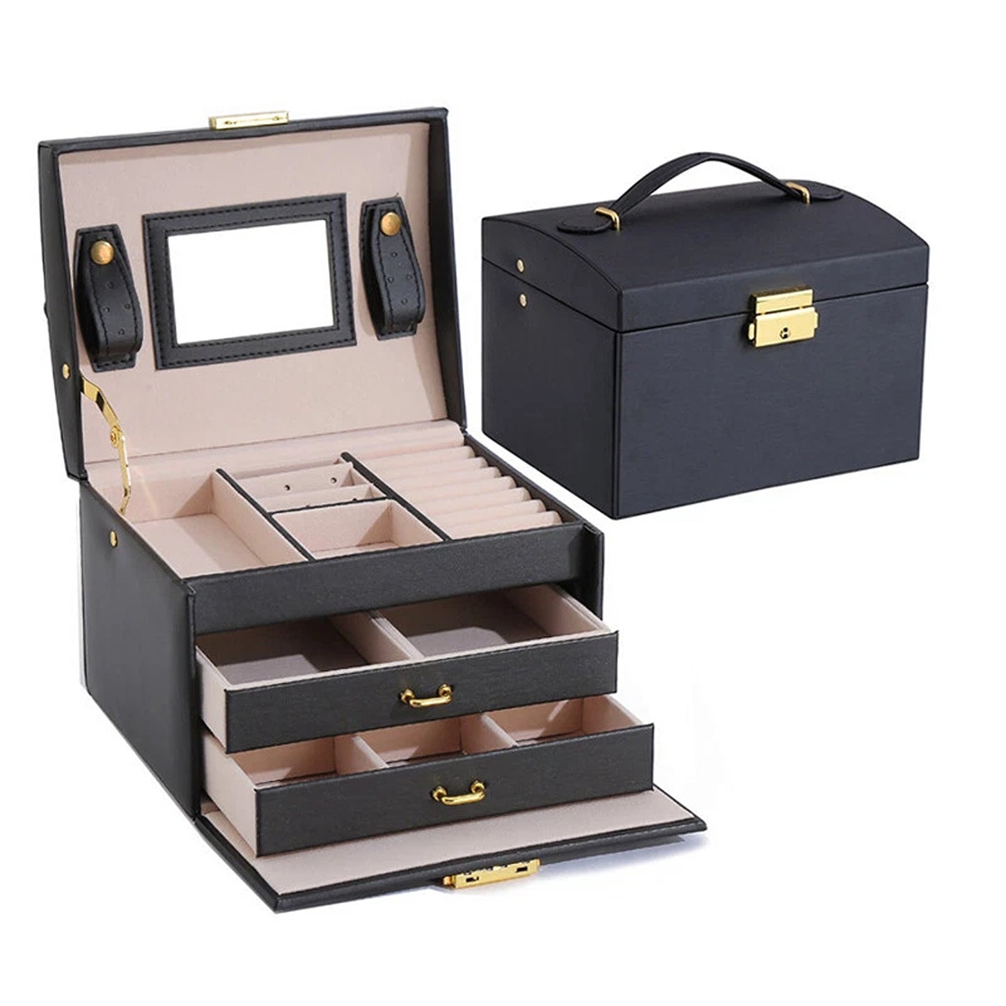 Jewelry Storage Case with Holder for Earrings and Rings