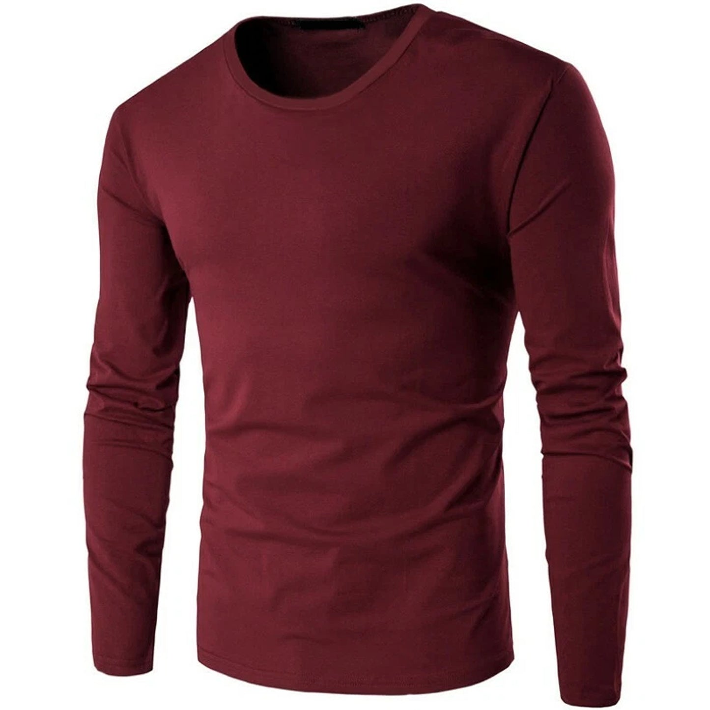 Premium Heavy Cotton Long Sleeve T Shirt for Men - Burgundy