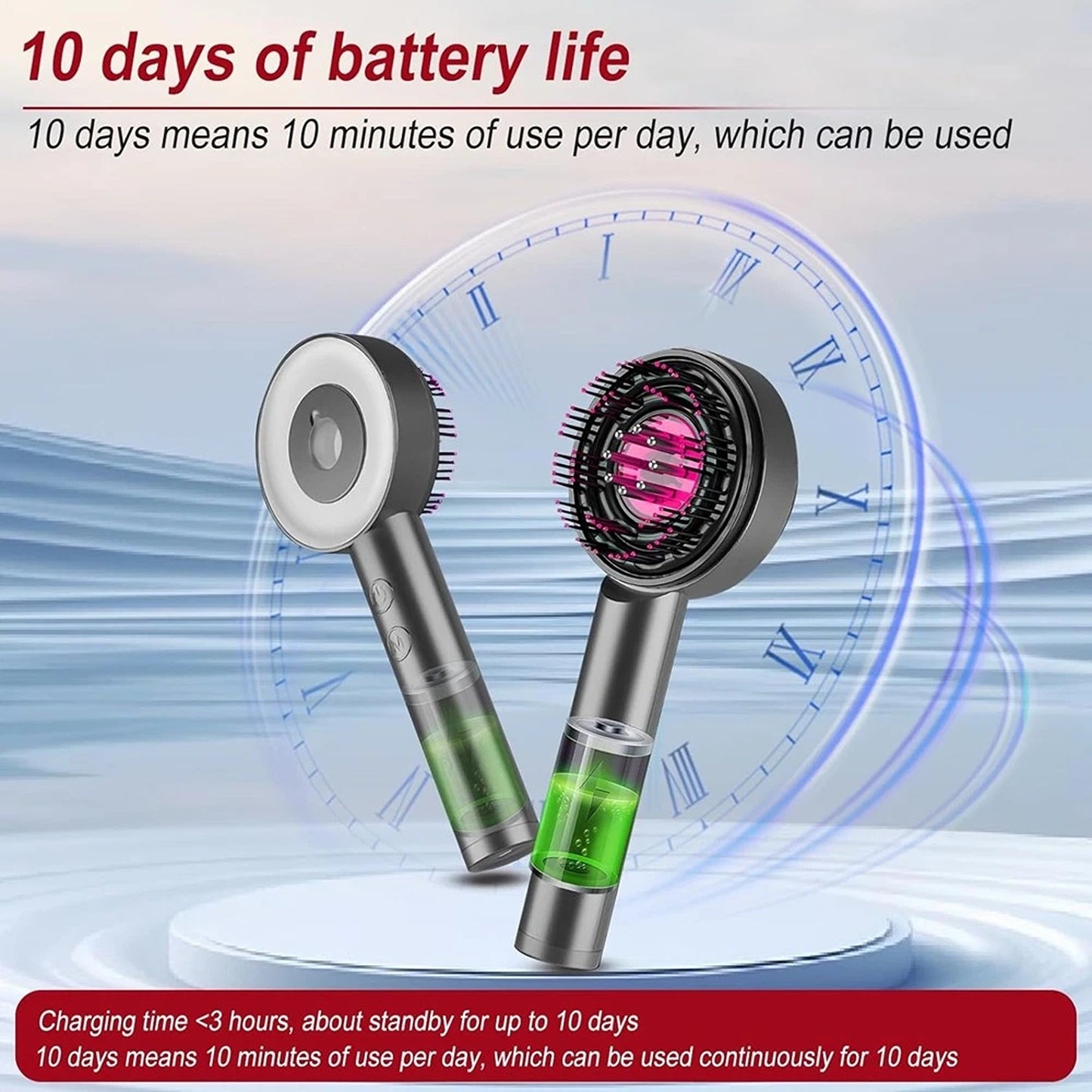 Electric Scalp Massage Comb with Red and Blue Light Therapy for Hair Care