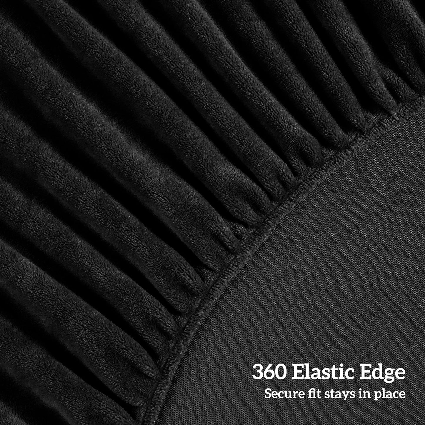 Black Warm Flannelette Fitted Sheet and Pillowcase Set No Flat Sheet