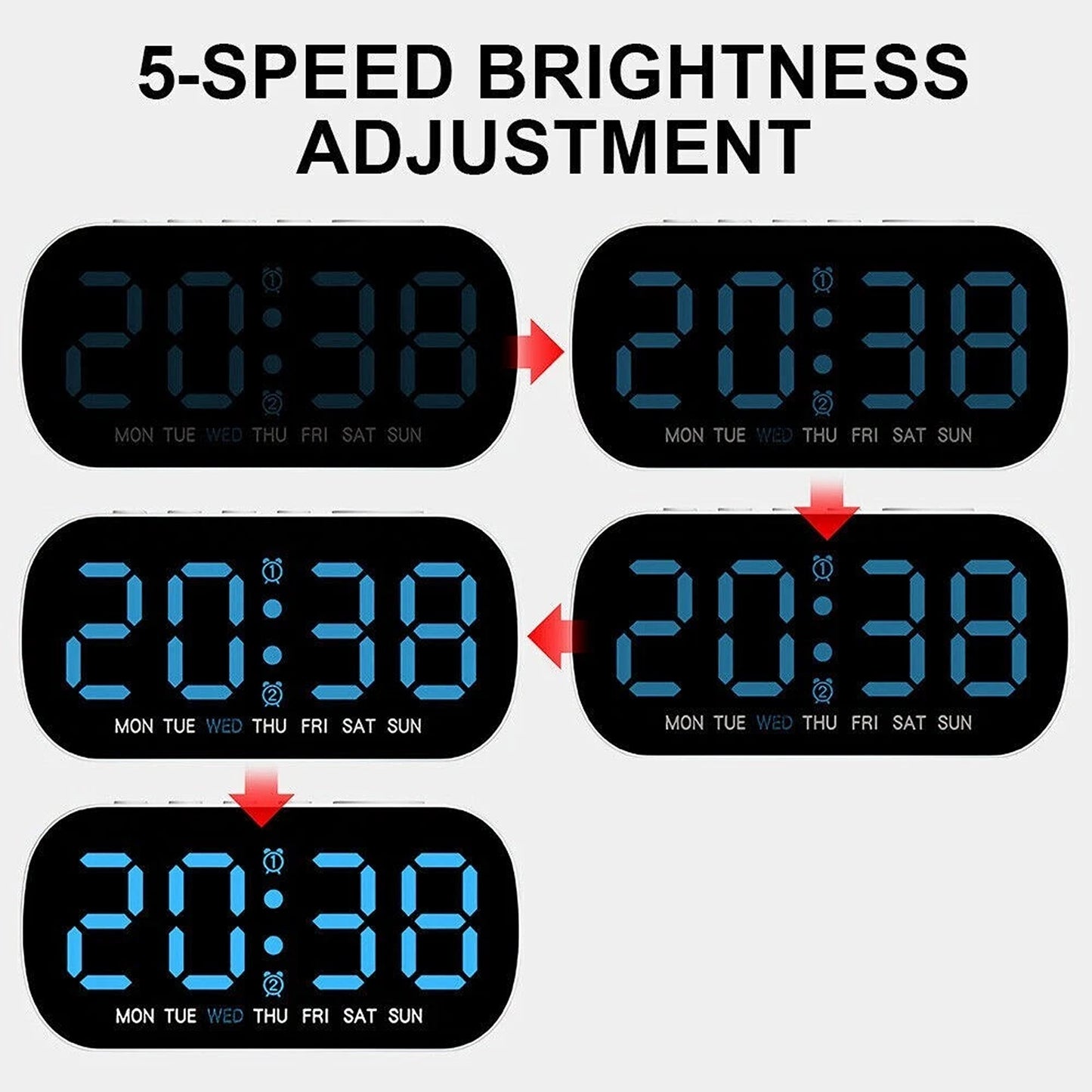 Digital LED Alarm Clock with Dual Alarm and Snooze Function
