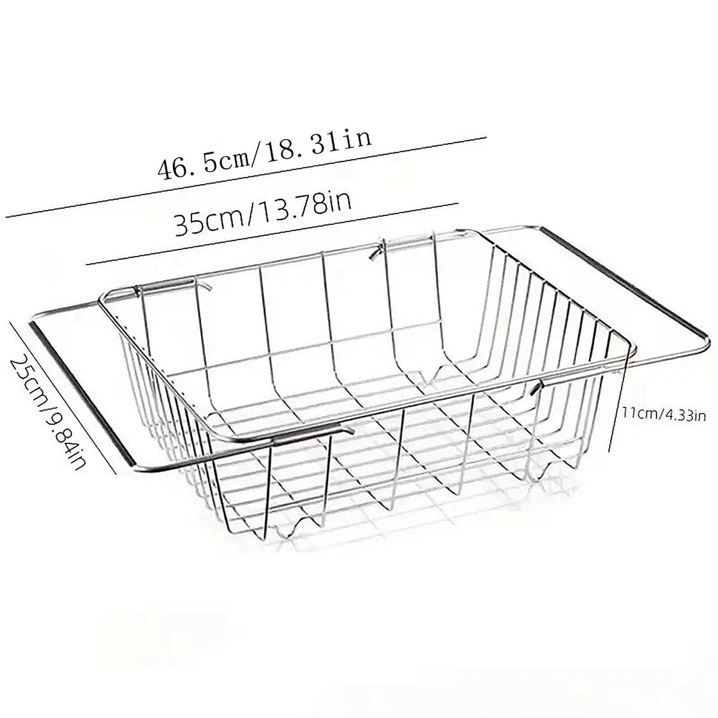 Telescopic Stainless Steel Sink Draining Basket Dish Rack
