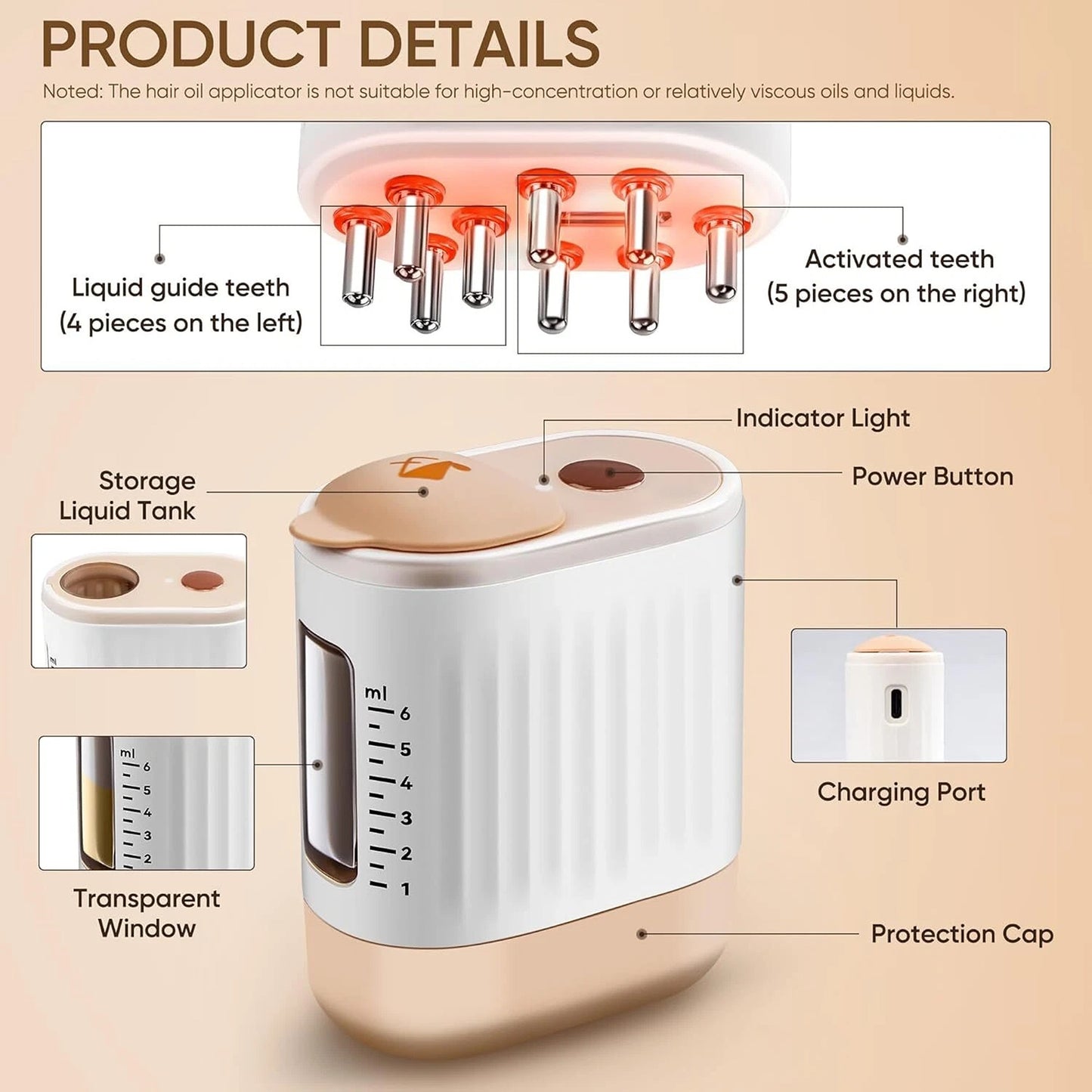 USB Rechargeable Scalp Massager Comb for Hair Care