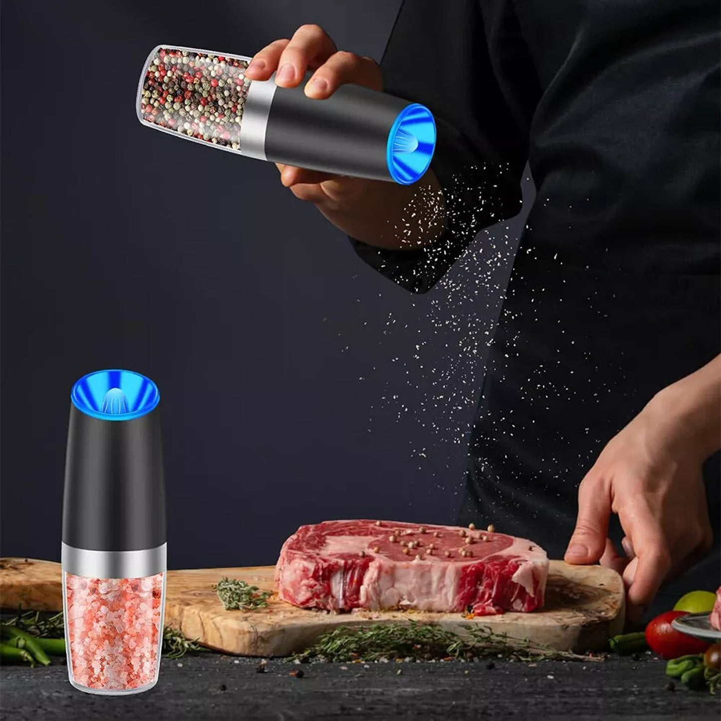 Gravity Electric Salt and Pepper Grinder Set 2 Pack