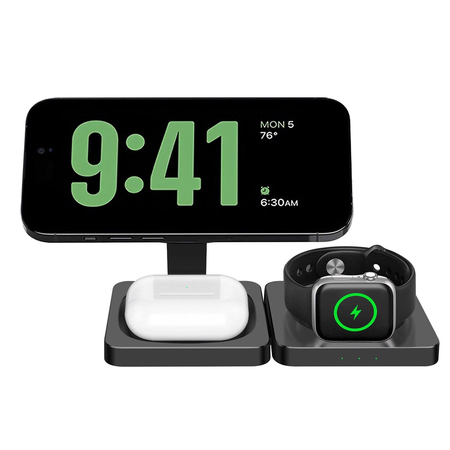 3 in 1 Wireless Charger Fast Charging Station for Apple Watch and iPhone 16 15 14 13 12
