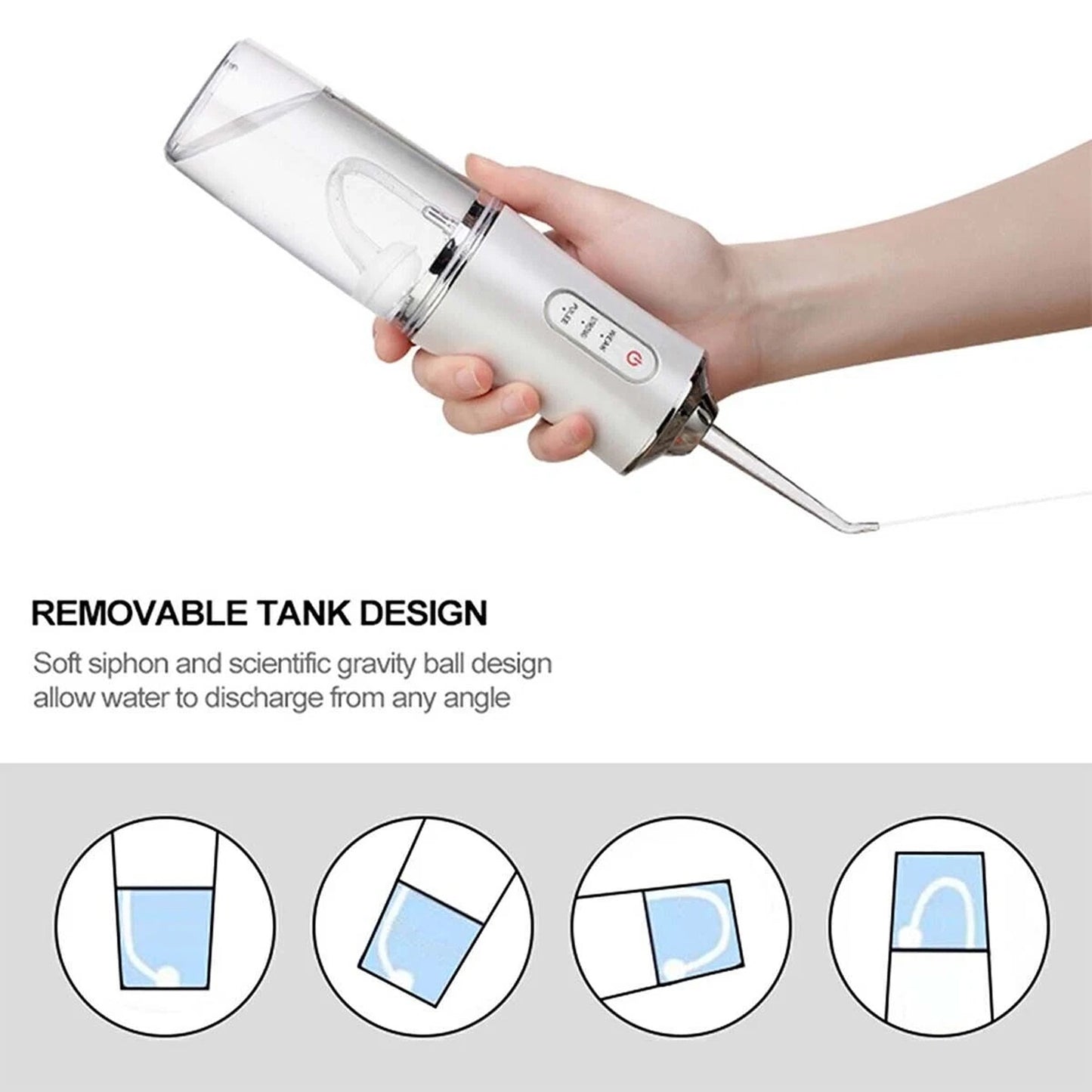 Cordless Dental Water Jet Flosser with 4 Nozzles for Teeth Cleaning