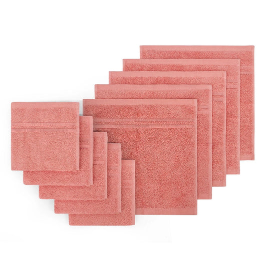 Coral 10 Pack 100 Percent Cotton Face Washers Ultra Soft Bath Towels 30 x 30cm
