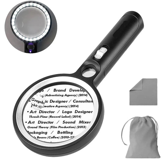 LED Magnifying Glass with 10x 20x 45x Zoom for Reading and Inspection