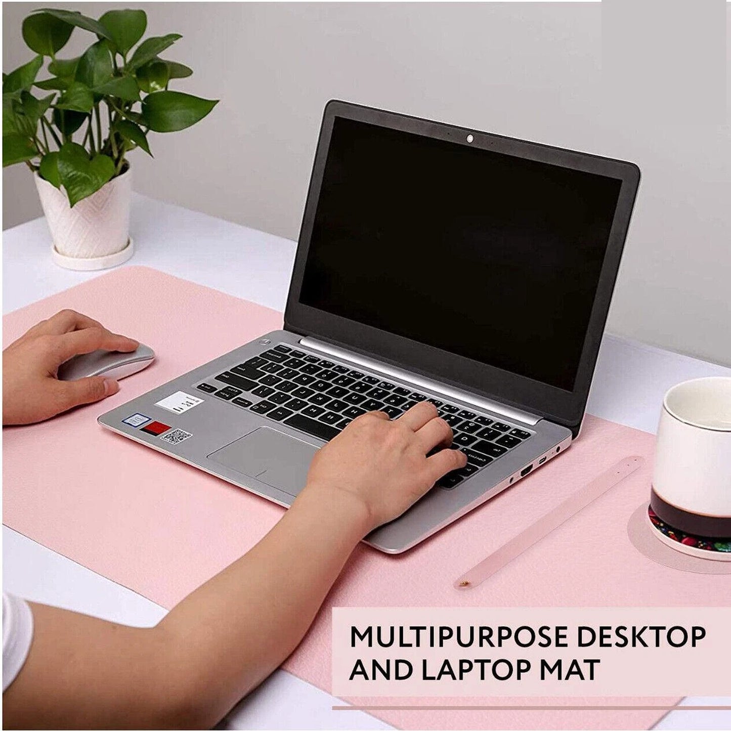 Pink PU Leather Extended Mouse Pad for Gaming and Office Use