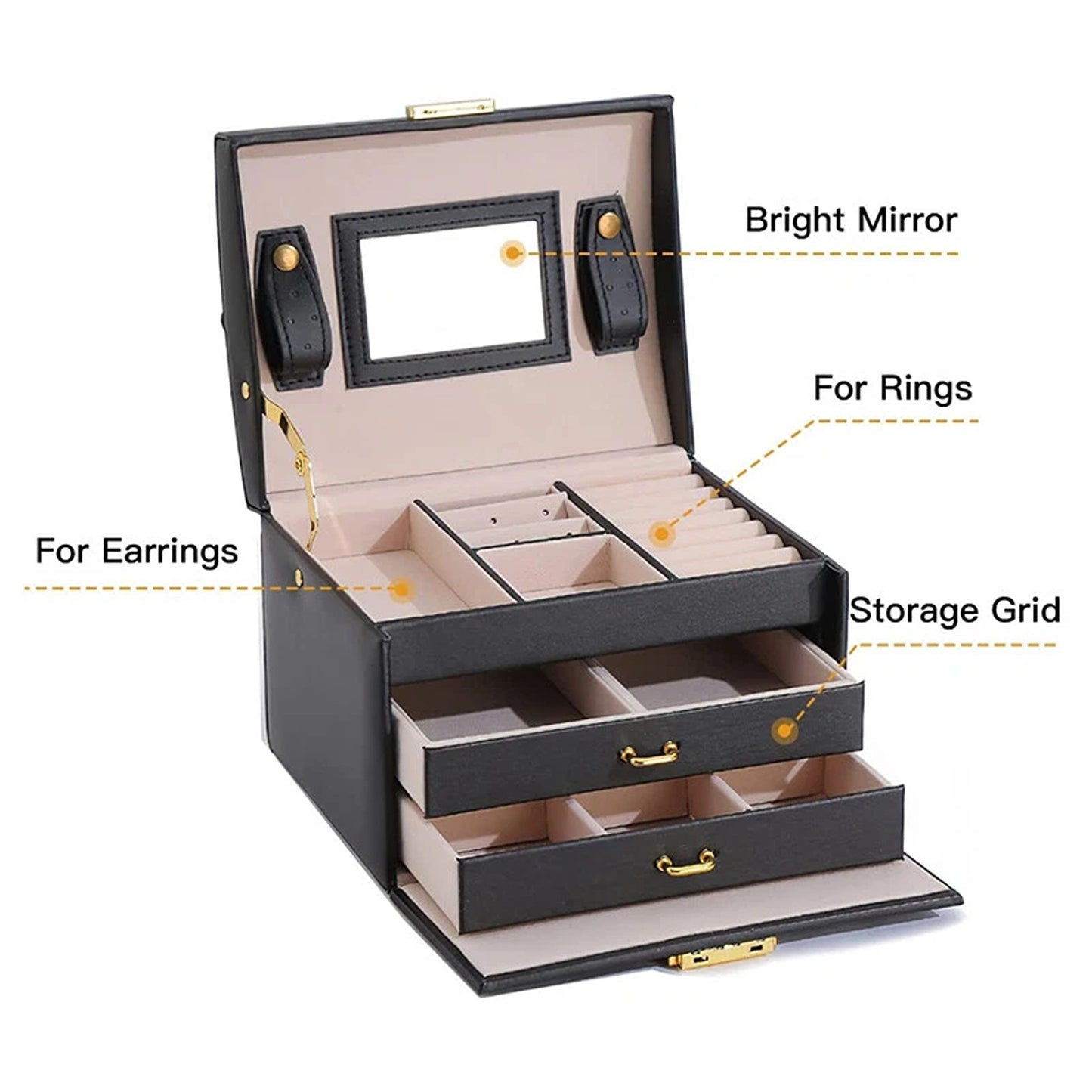 Jewelry Storage Case with Holder for Earrings and Rings