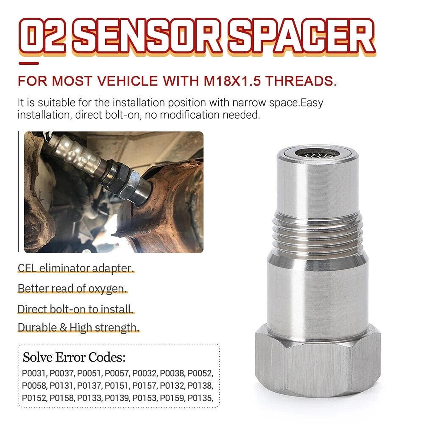 Catalytic Converter O2 Sensor Spacer Adapter Set of 2