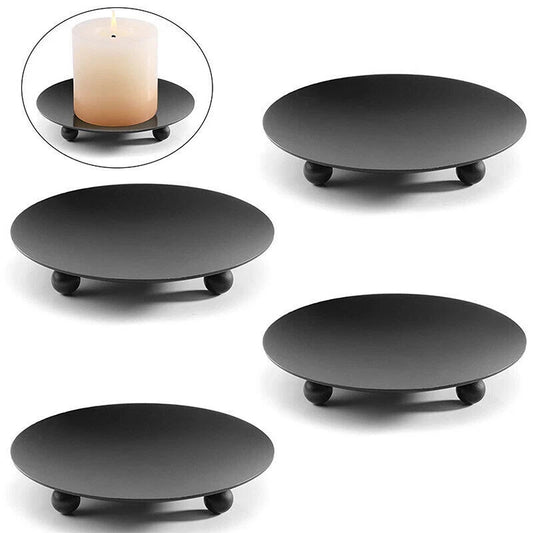 Decorative Candle Holder Base Trays Set of 4 Iron Plates
