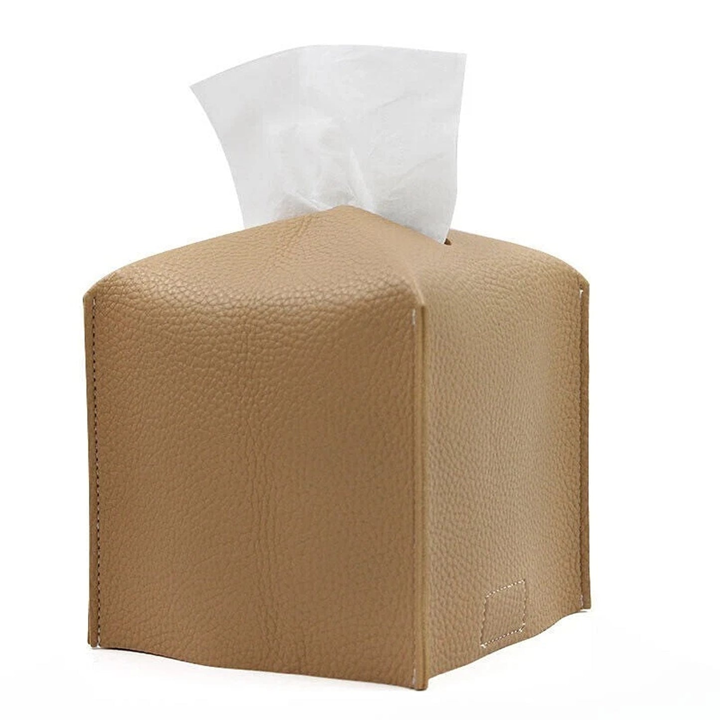 Tissue Box Storage Organizer with Elegant PU Leather Finish - Yellow