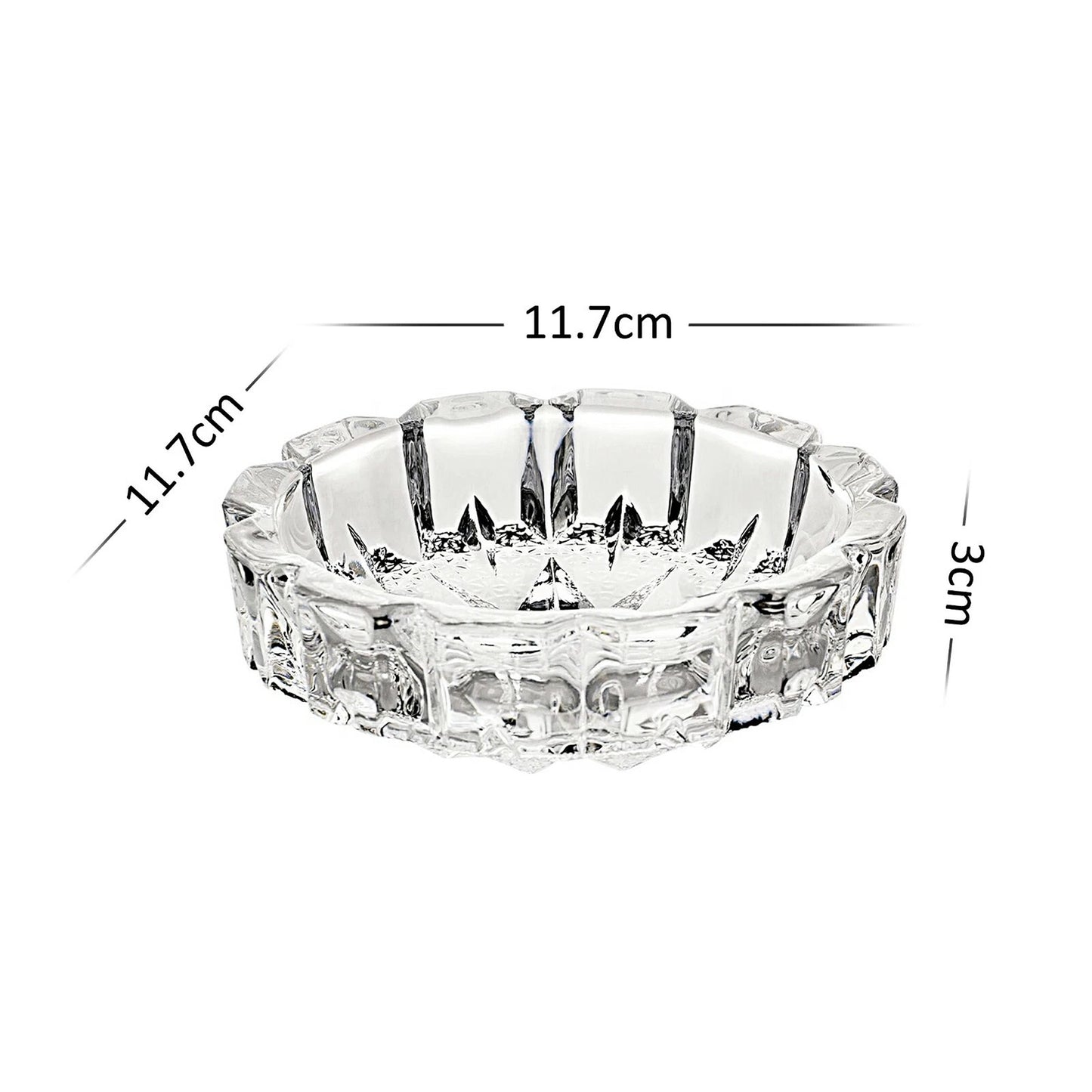 Crystal Clear Glass Ashtray Heavy Duty for Indoor and Outdoor Use