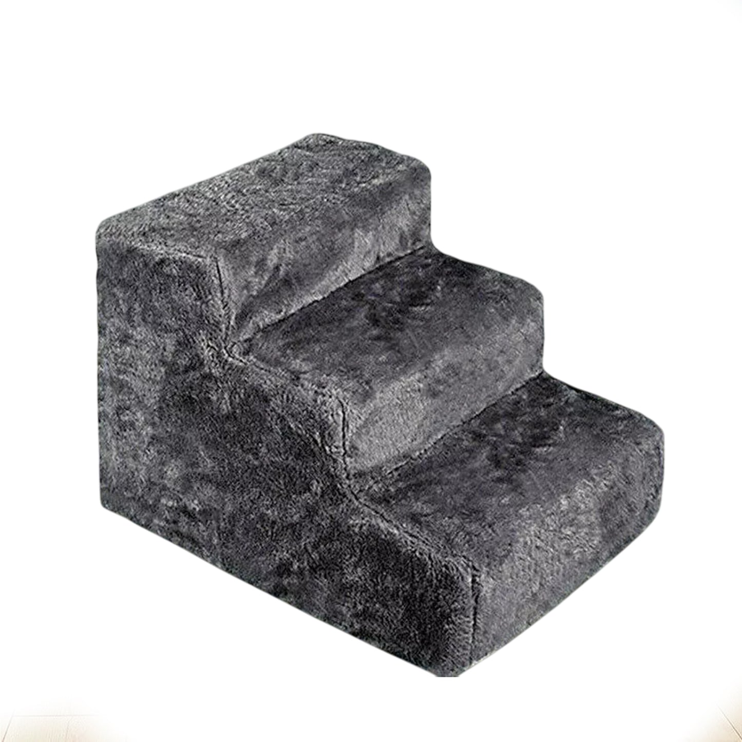 3 Step Portable Pet Stairs Soft Plush Ladder for Dogs and Cats with Washable Cover