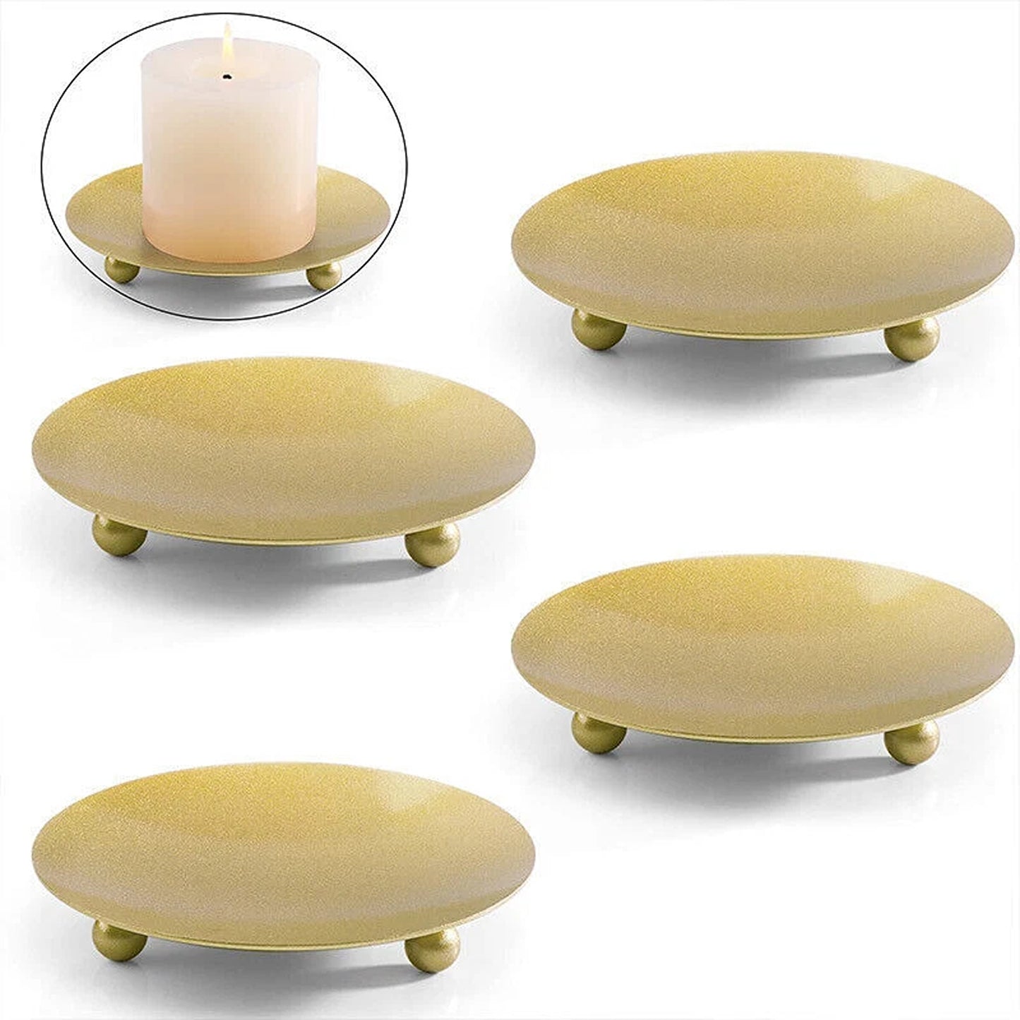 Decorative Candle Holder Base Trays Set of 4 Iron Plates