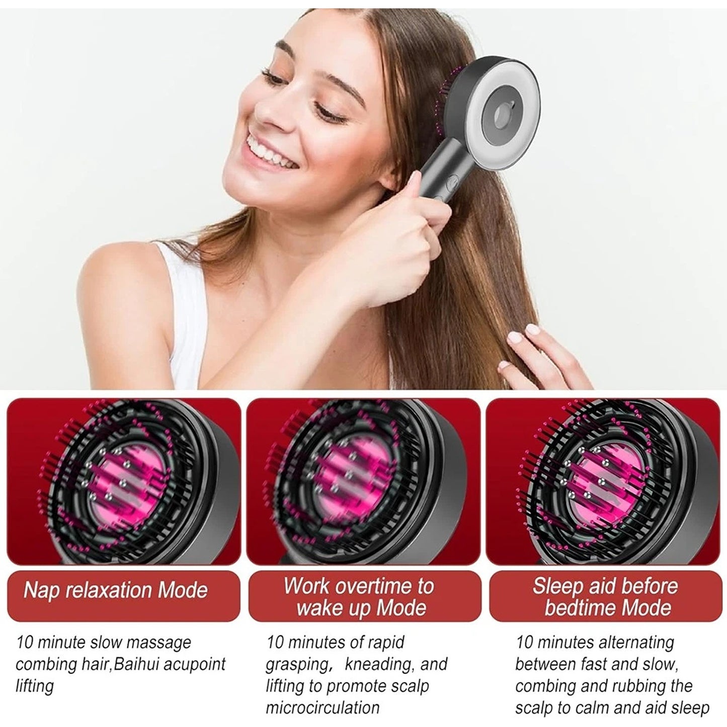 Electric Scalp Massage Comb with Red and Blue Light Therapy for Hair Care
