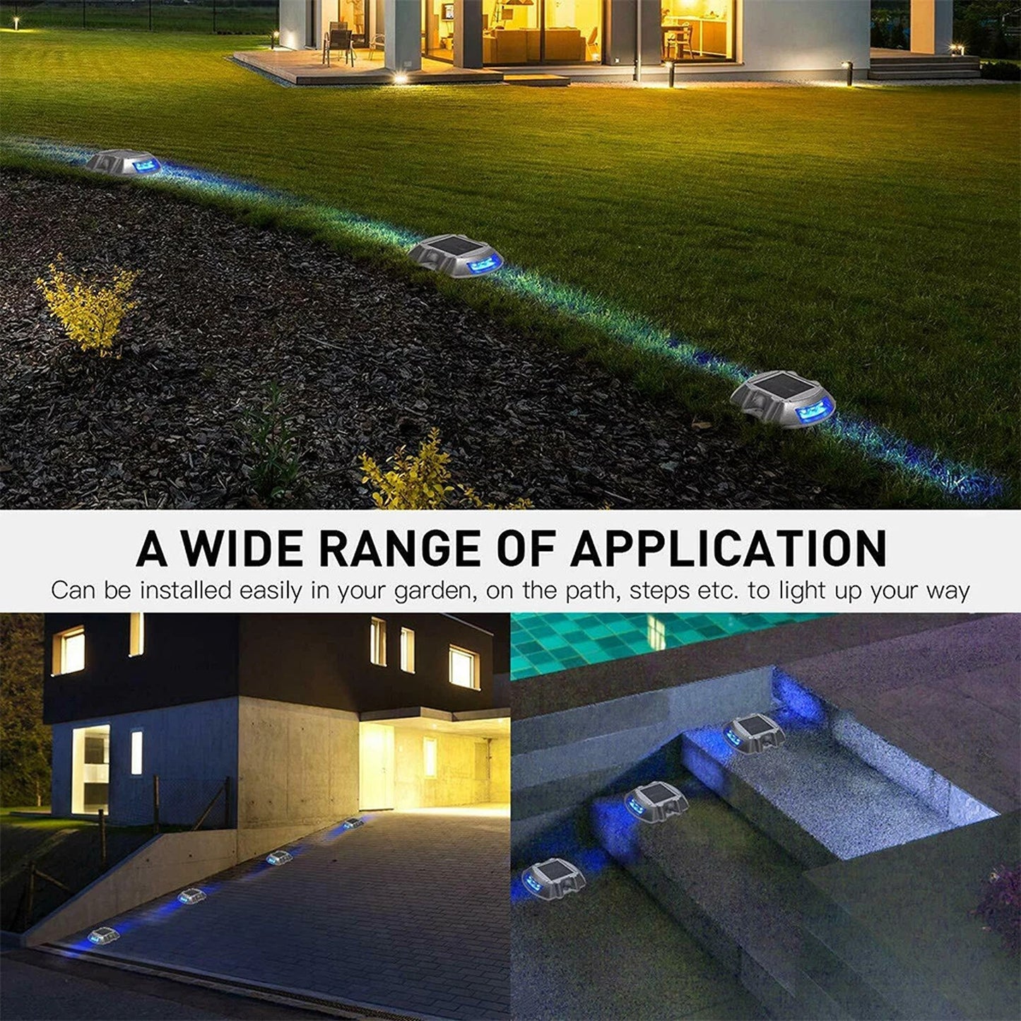 Solar Driveway Lights LED Deck Pathway Safety Light