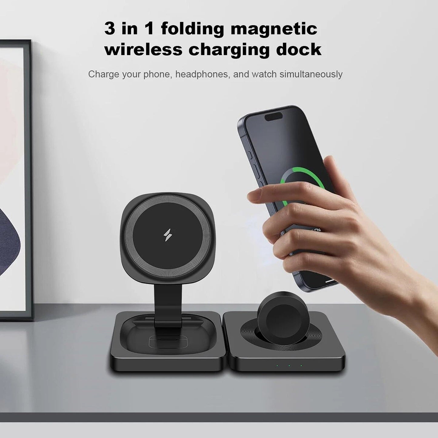 3 in 1 Wireless Charger Fast Charging Station for Apple Watch and iPhone 16 15 14 13 12