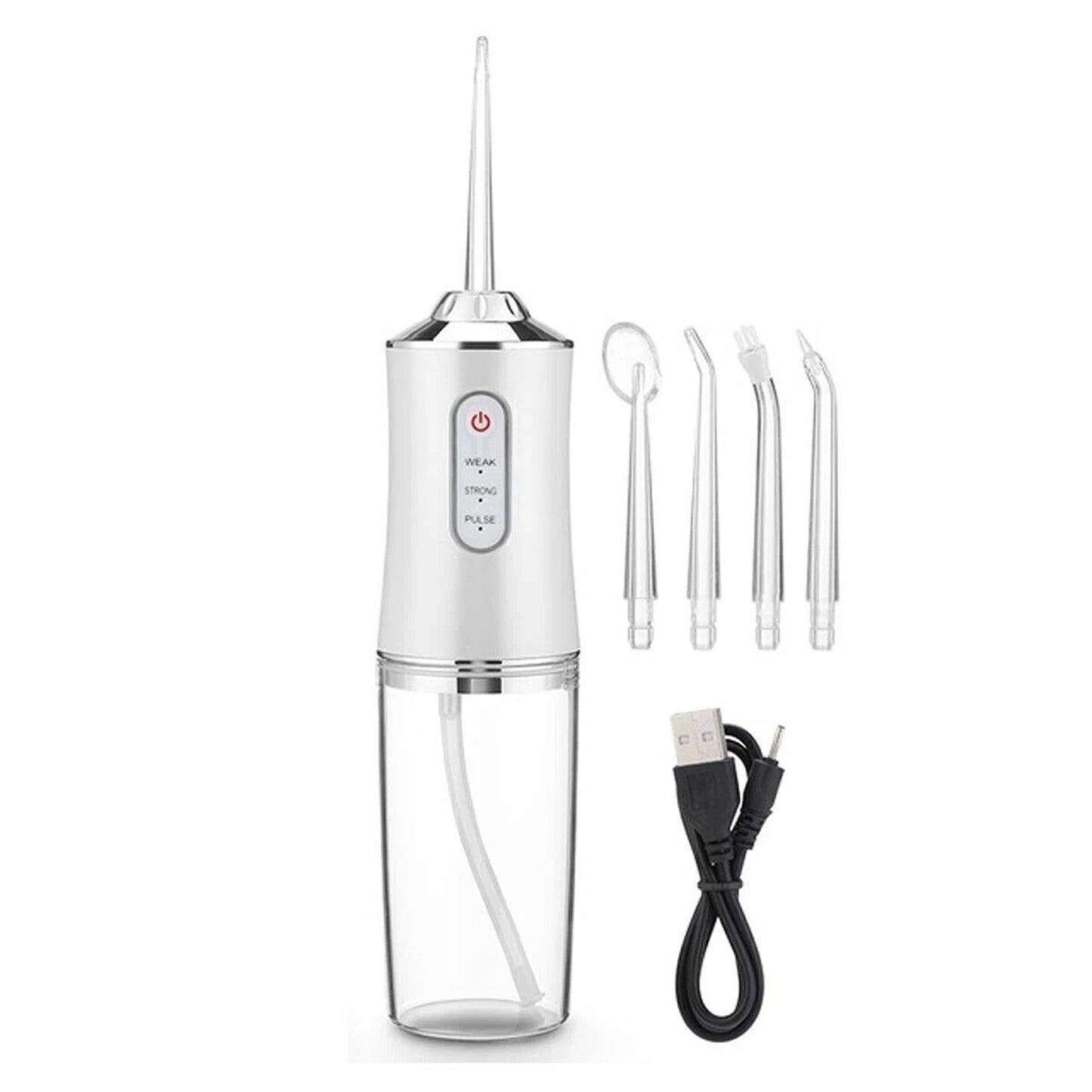 Cordless Dental Water Jet Flosser with 4 Nozzles for Teeth Cleaning