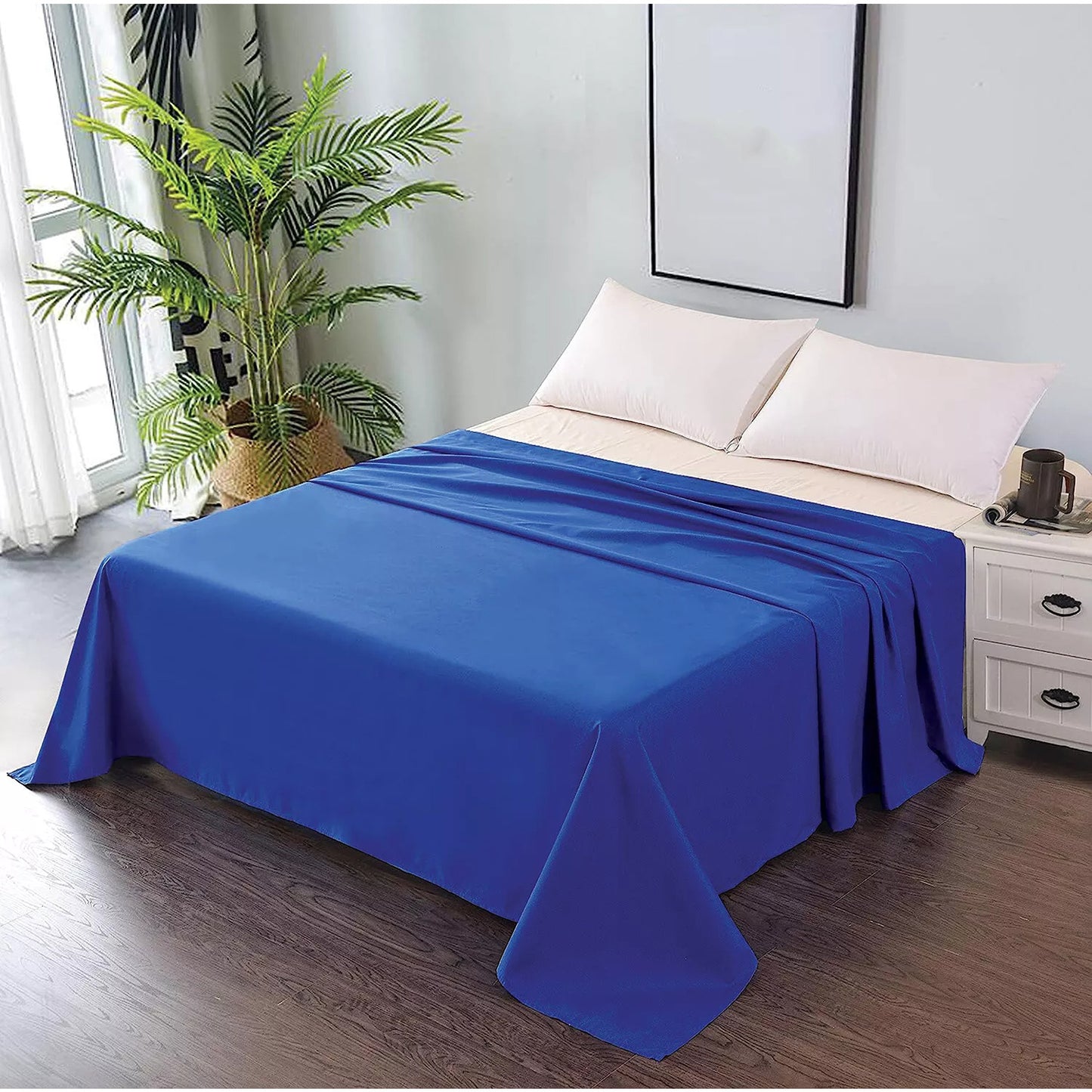 Hotel Ultra Soft Flat Sheet 2200TC Single Double Queen Super King - Royal Blue
