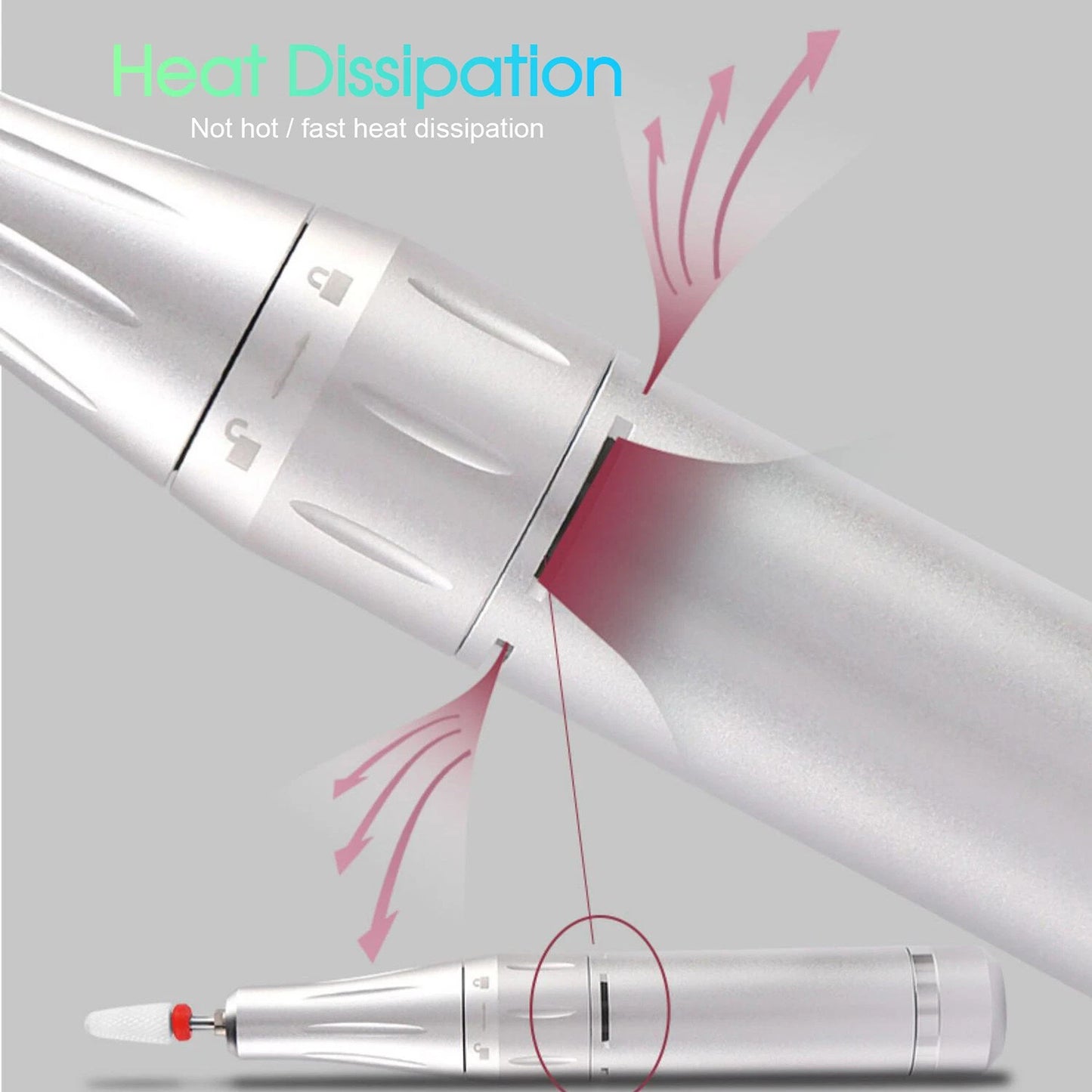 Silver Portable Nail Drill Machine for Manicure and Pedicure 35000RPM