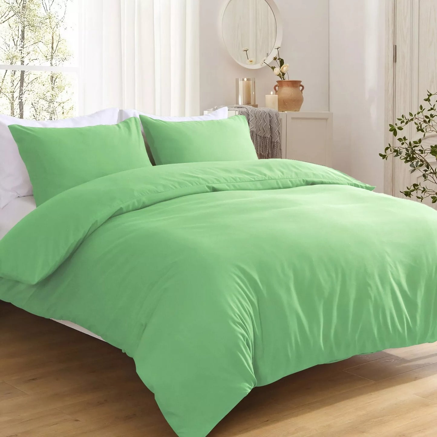 2000TC Soft Quilt Doona Duvet Cover Set Single Queen King Size Bed - Avocado