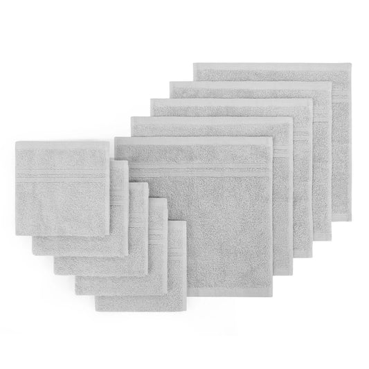 Silver Grey 10 Pack 100 Percent Cotton Face Washers Ultra Soft Bath Towels 30 x 30cm